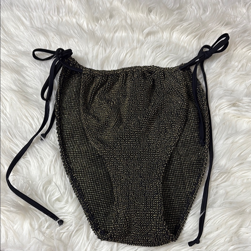 NWOT Good American Black And Gold Textured Swim Bottoms 7/8 (3X/4X)